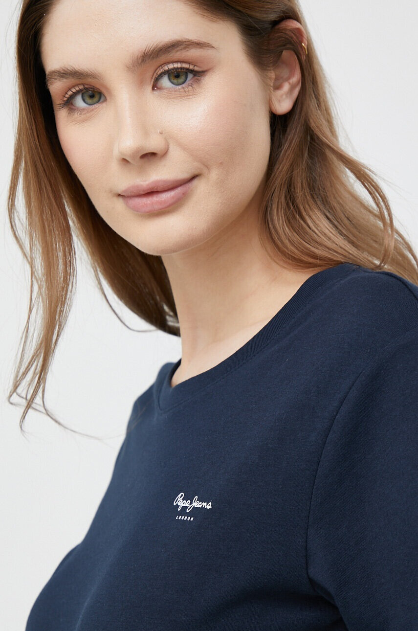 Pepe Jeans Памучна тениска Wendy Chest в тъмносиньо - Pepit.bg