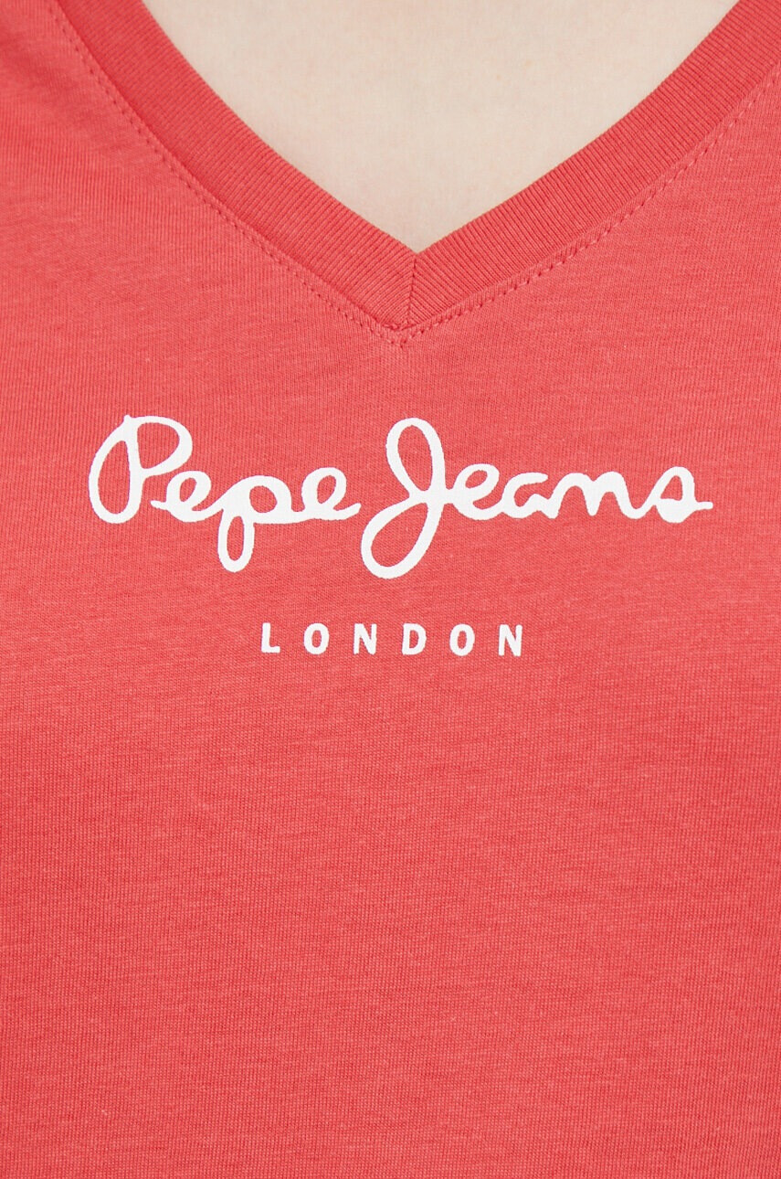 Pepe Jeans Памучна тениска Wendy V Neck в червено - Pepit.bg
