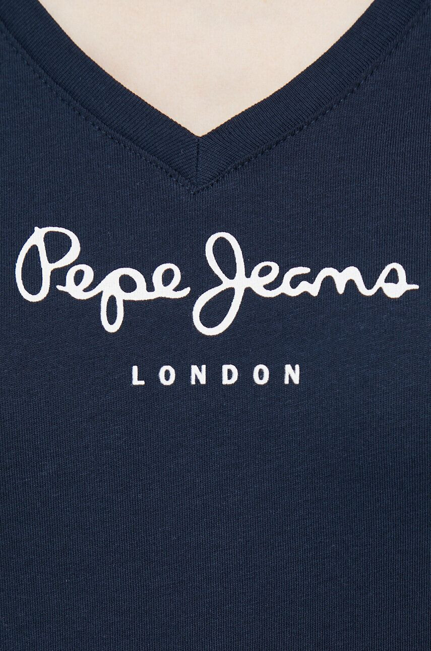 Pepe Jeans Памучна тениска Wendy V Neck в тъмносиньо - Pepit.bg