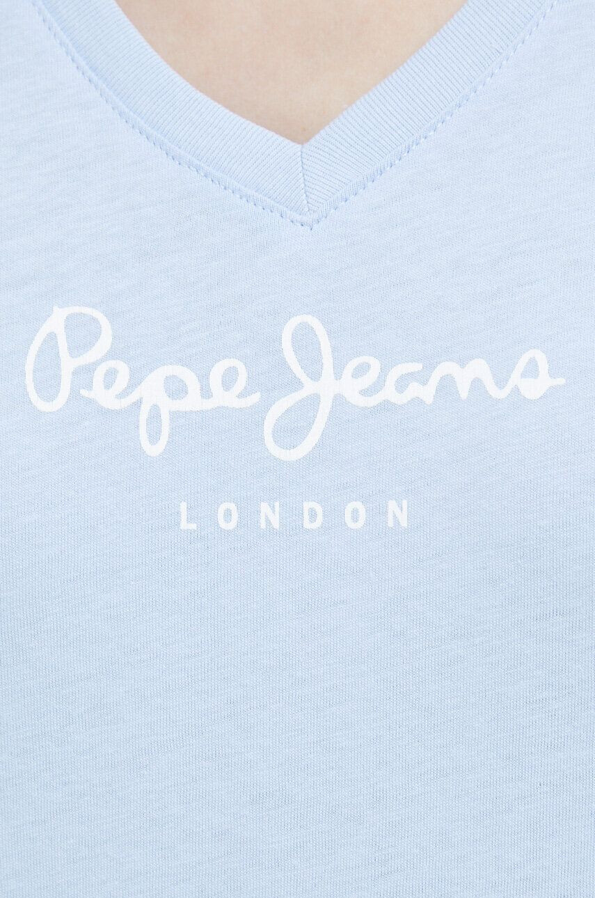 Pepe Jeans Памучна тениска Wendy V Neck в синьо - Pepit.bg