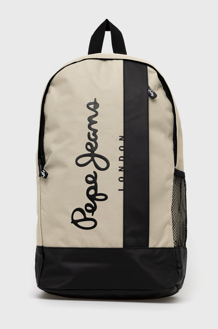 Pepe Jeans Раница в бежово голям размер с принт - Pepit.bg
