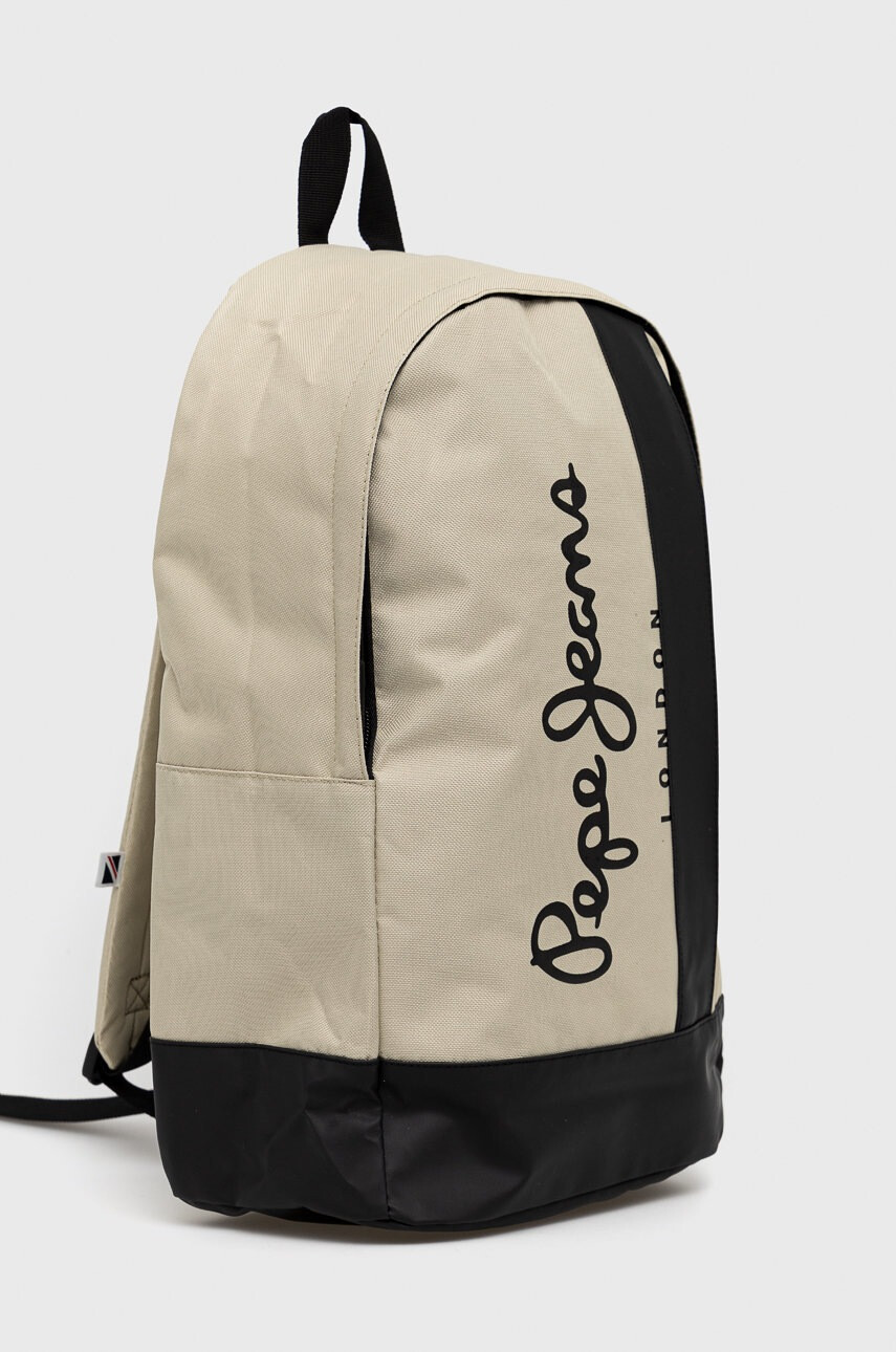 Pepe Jeans Раница в бежово голям размер с принт - Pepit.bg