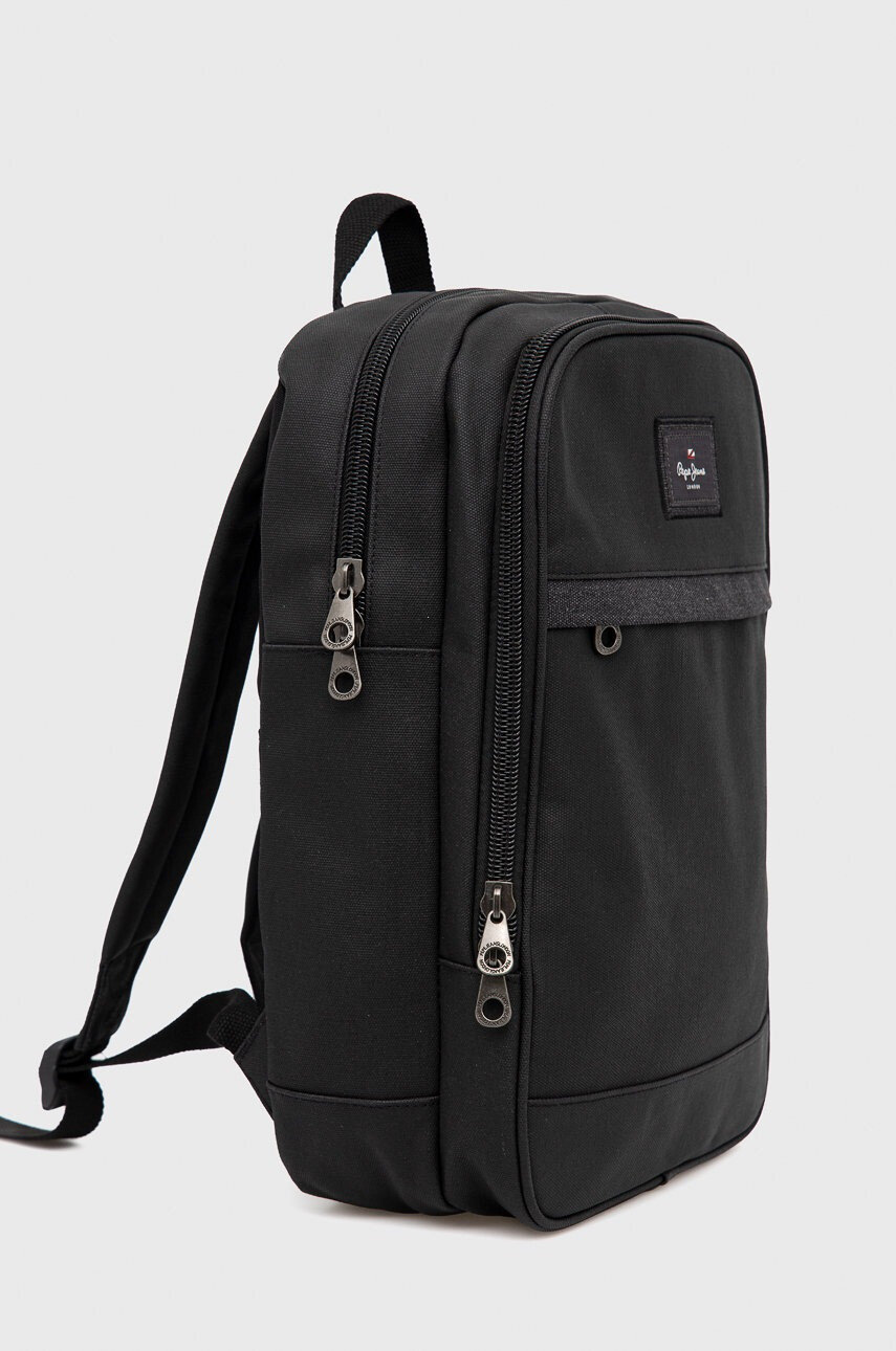 Pepe Jeans Раница Court Back Pack мъжка в черно голям размер с апликация - Pepit.bg