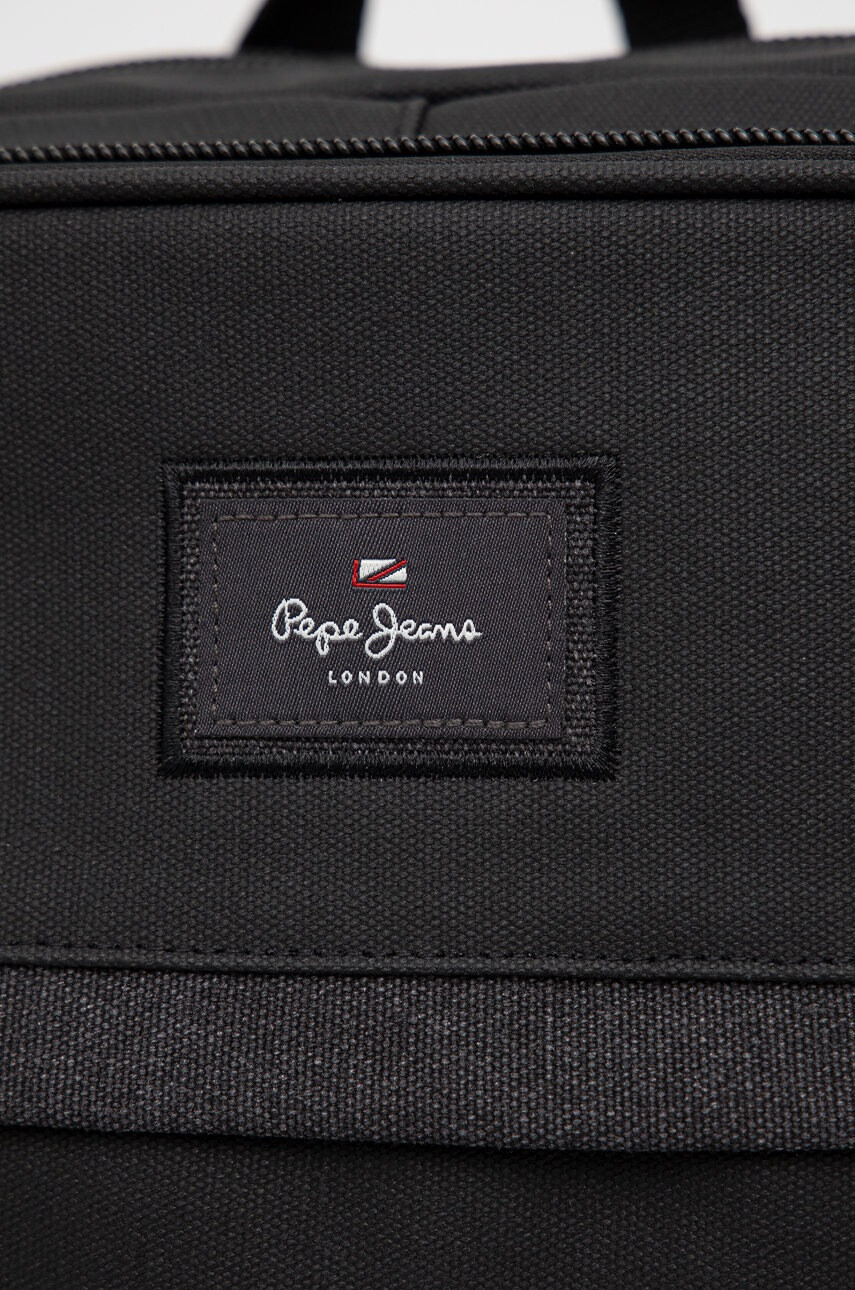 Pepe Jeans Раница Court Back Pack мъжка в черно голям размер с апликация - Pepit.bg