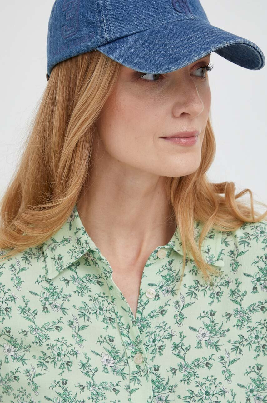 Pepe Jeans Риза Falae дамска в зелено със стандартна кройка с класическа яка - Pepit.bg