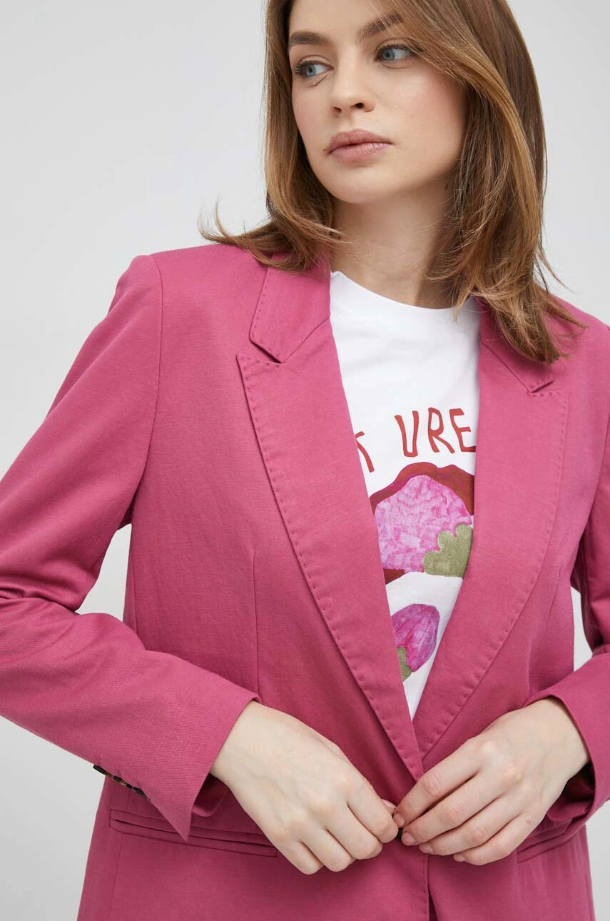 Pepe Jeans Сако Phoebe в розово с едно копче с изчистен дизайн - Pepit.bg