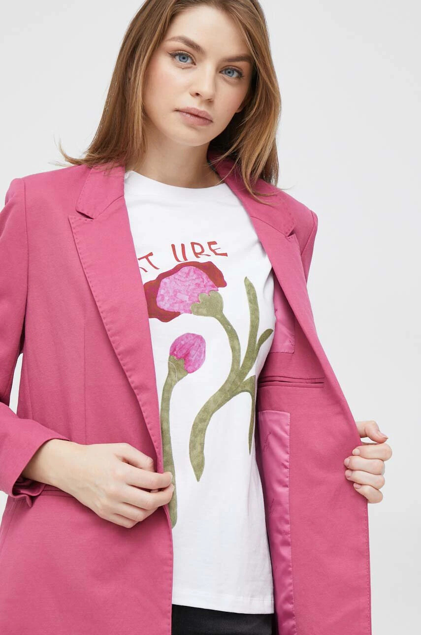 Pepe Jeans Сако Phoebe в розово с едно копче с изчистен дизайн - Pepit.bg