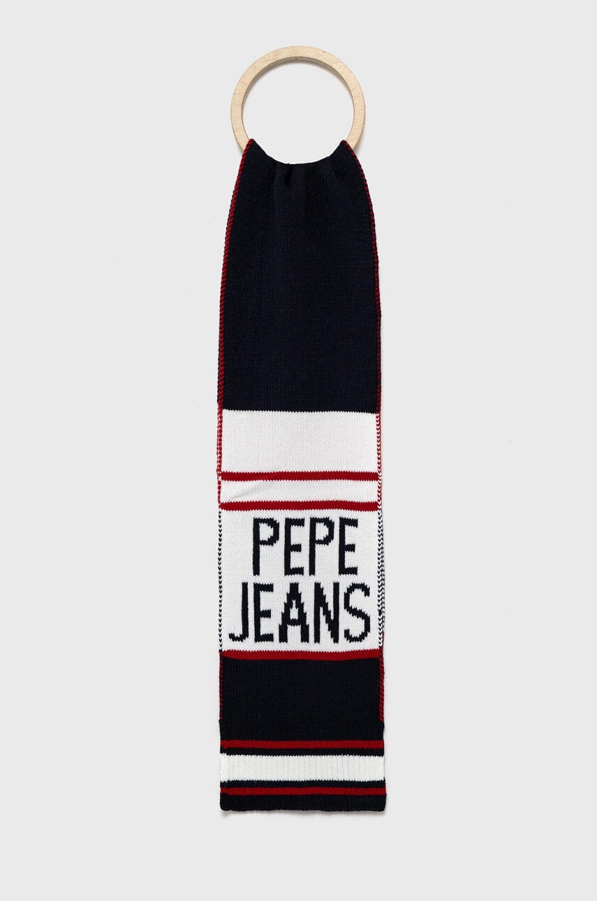 Pepe Jeans Шал в тъмносиньо с десен - Pepit.bg