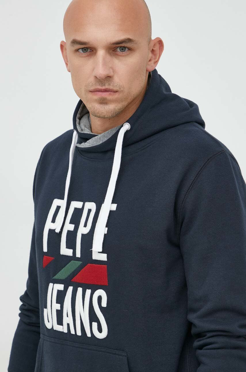 Pepe Jeans Суичър Perrin в тъмносиньо с качулка с апликация - Pepit.bg