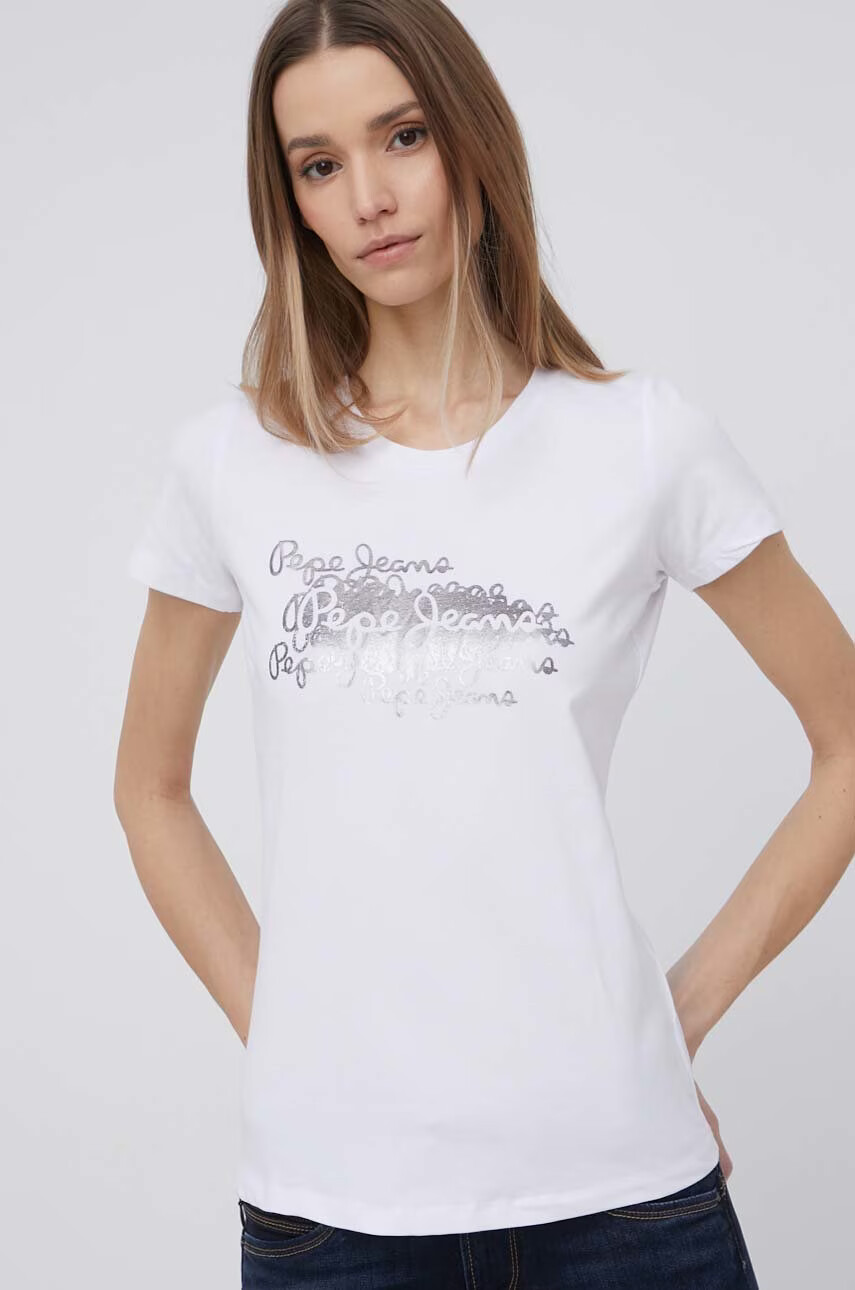 Pepe Jeans Тениска Anna дамска в бяло - Pepit.bg