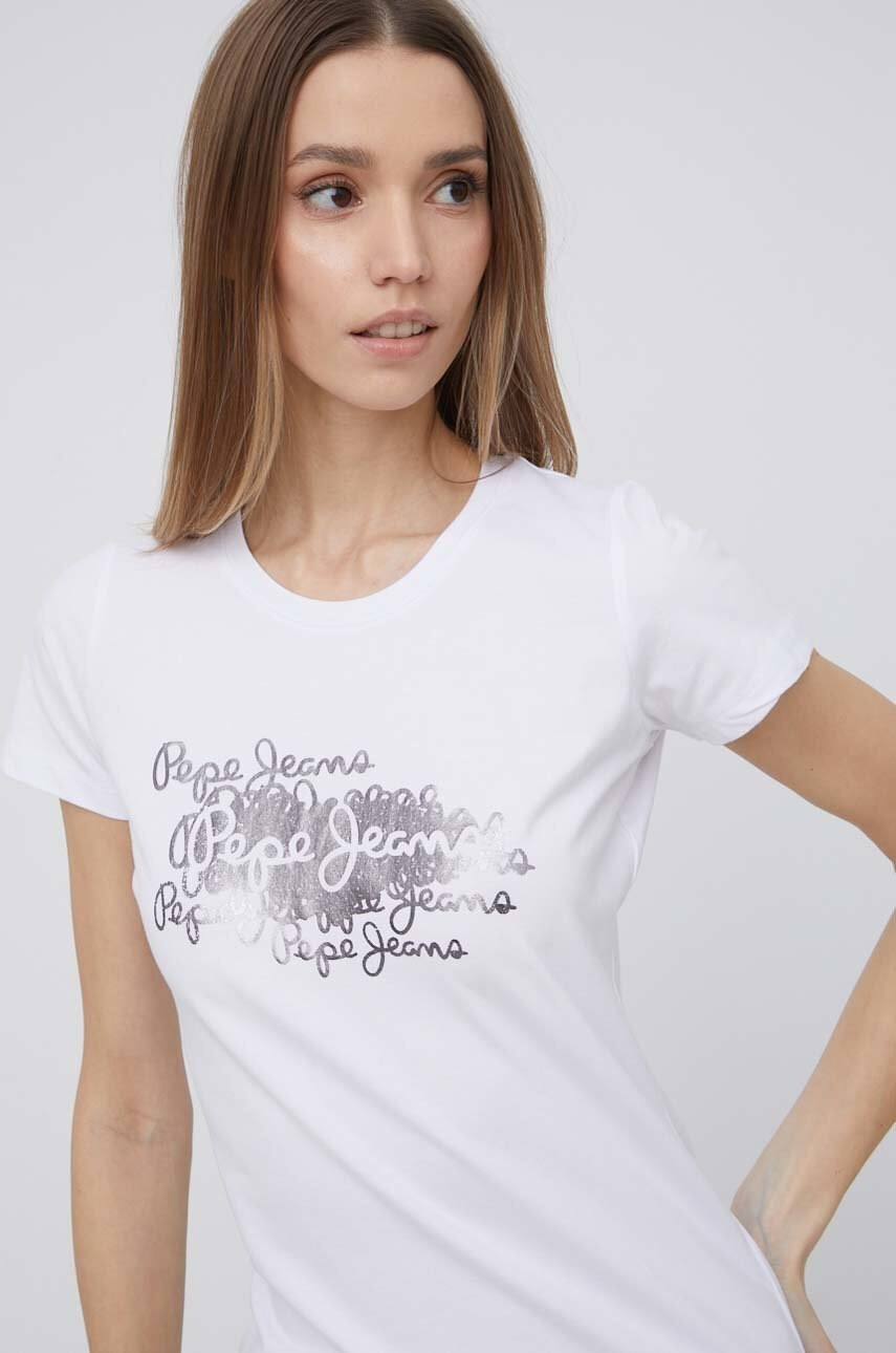 Pepe Jeans Тениска Anna дамска в бяло - Pepit.bg