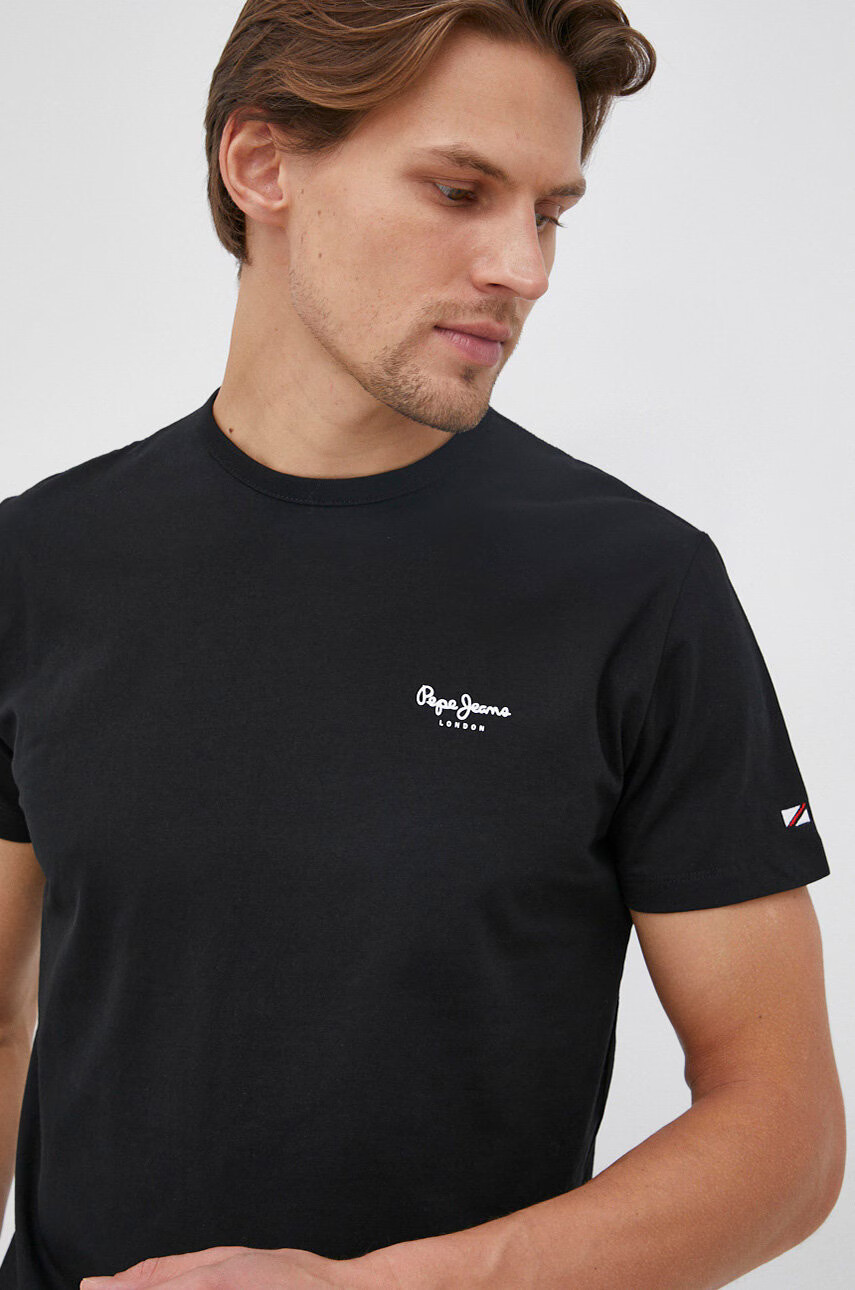Pepe Jeans Тениска Basic мъжка в черно с изчистен дизайн - Pepit.bg