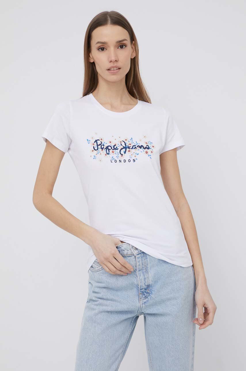 Pepe Jeans Тениска Bego дамска в бяло - Pepit.bg