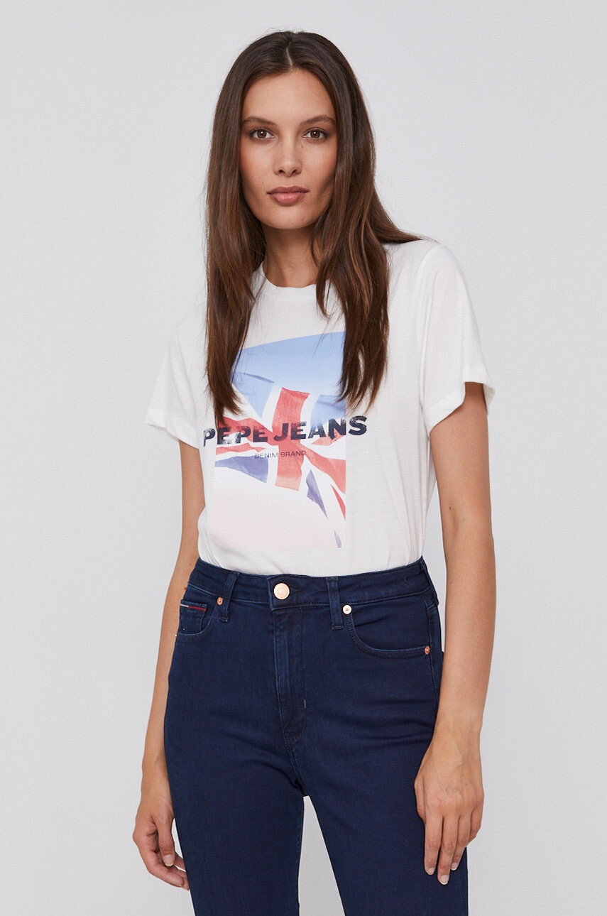 Pepe Jeans Тениска Belen дамска в бяло - Pepit.bg