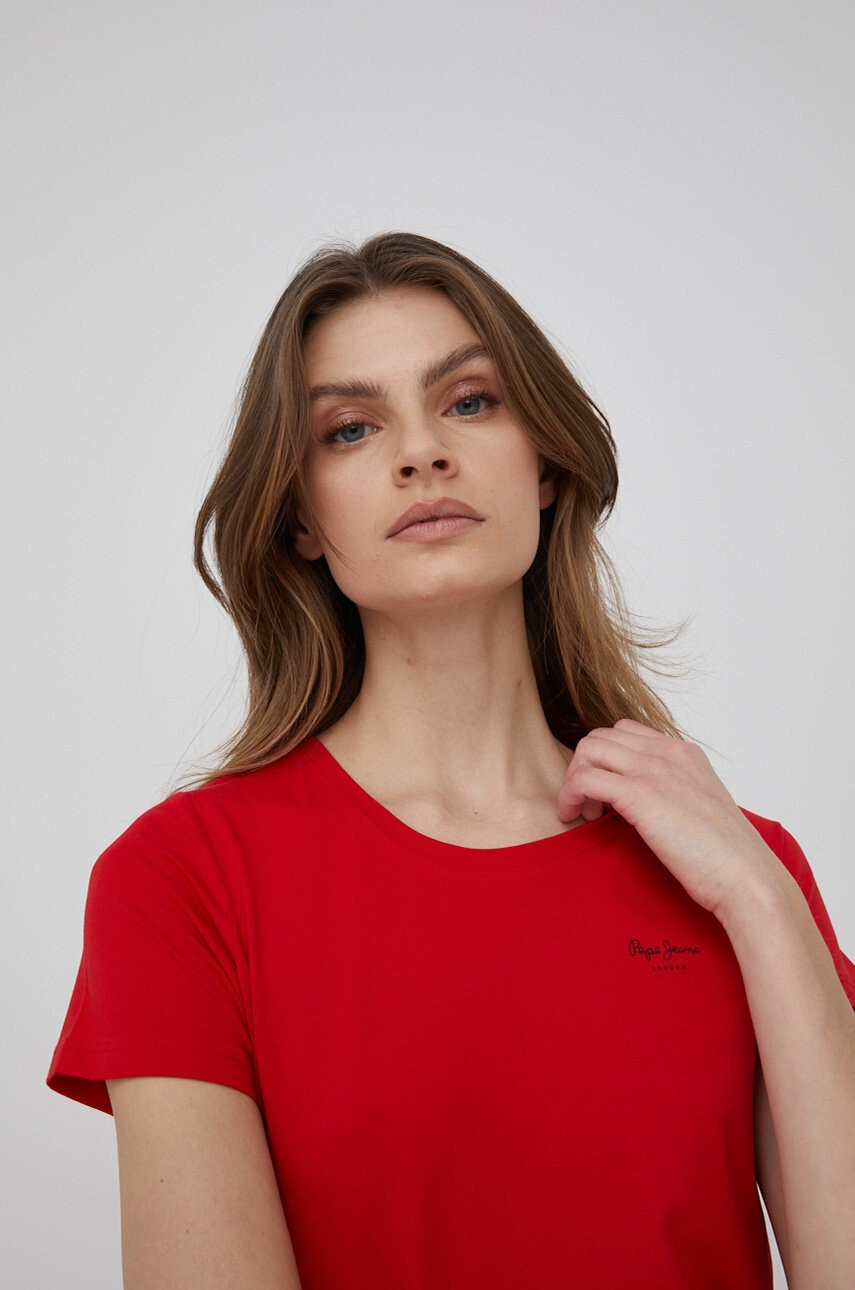 Pepe Jeans Тениска Bellrose N дамска в червено - Pepit.bg