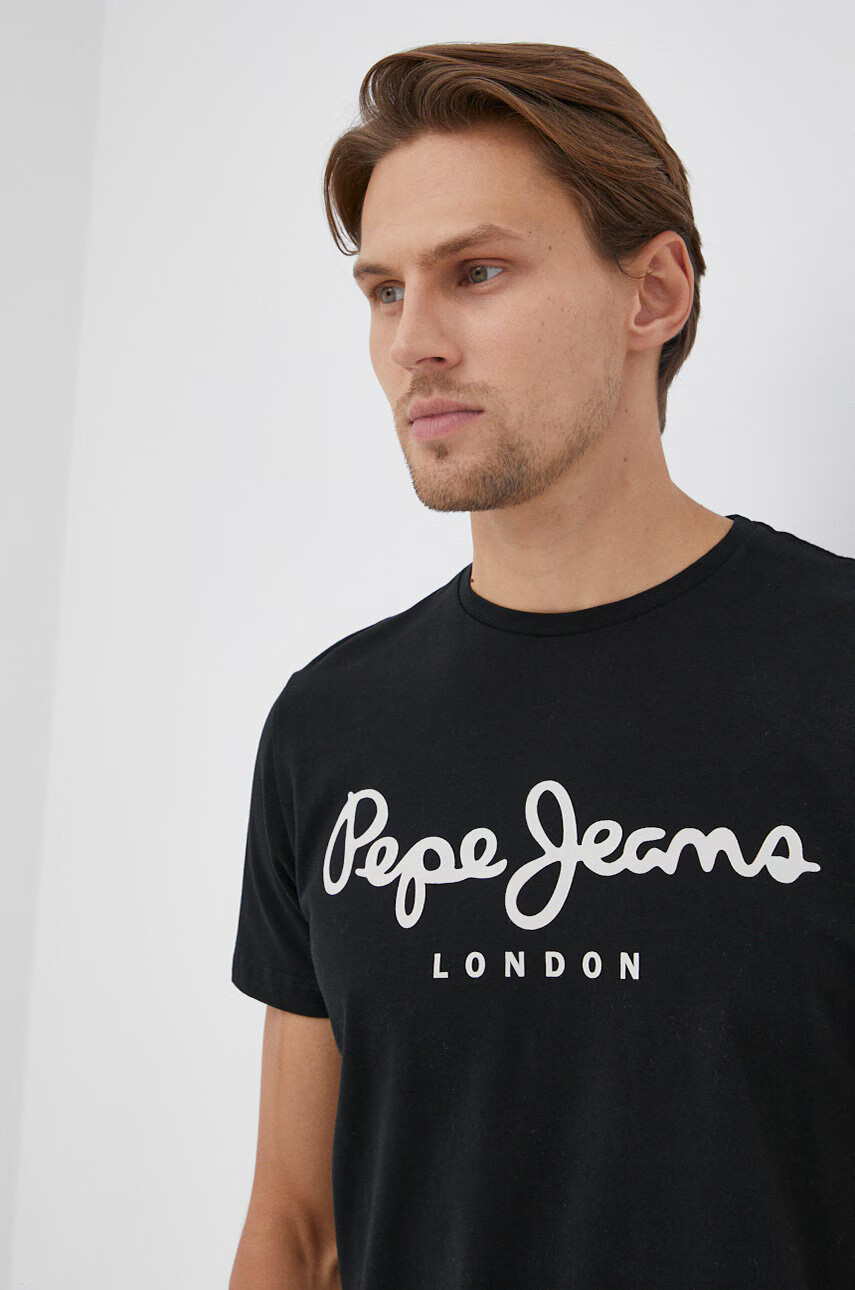 Pepe Jeans Тениска Original мъжка в черно с принт - Pepit.bg