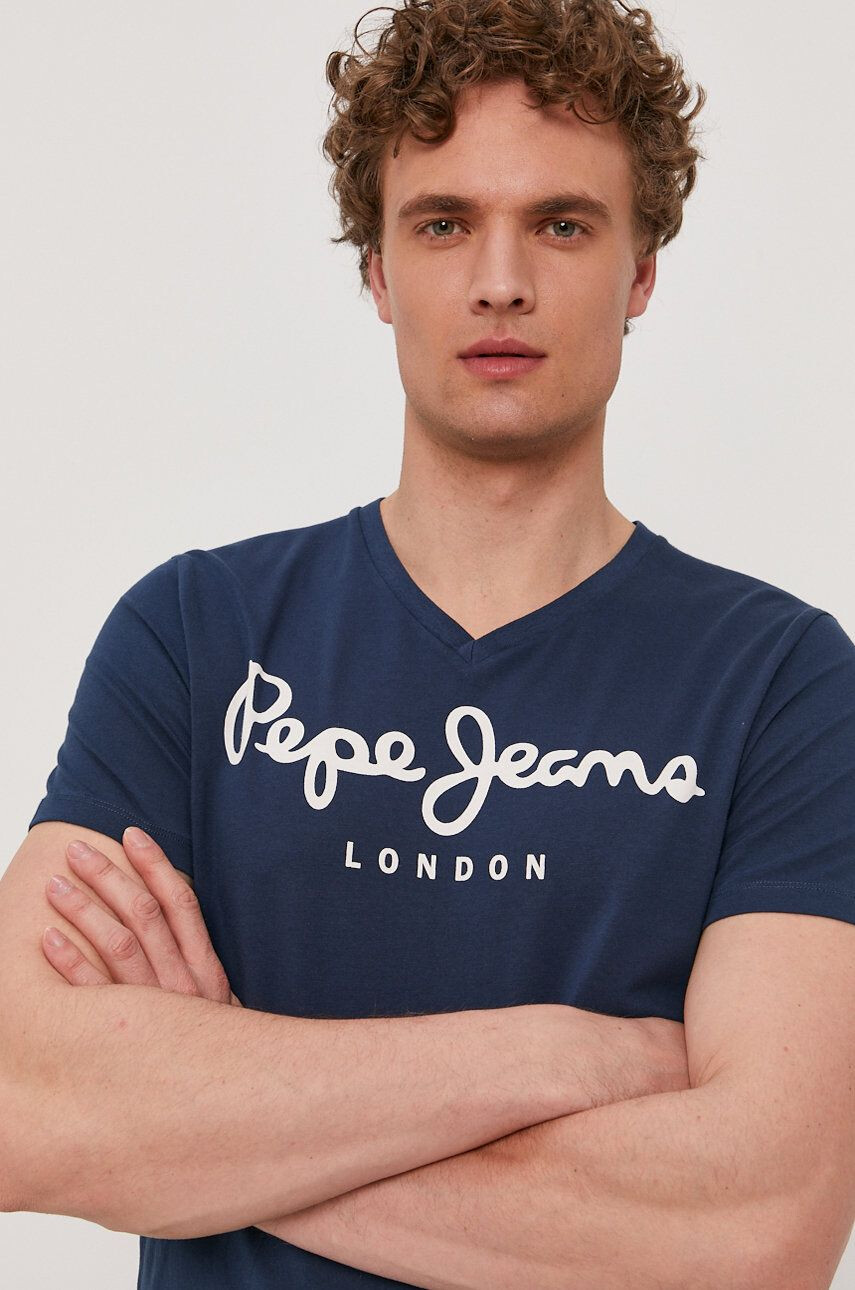 Pepe Jeans Тениска мъжка в тъмносиньо с принт - Pepit.bg