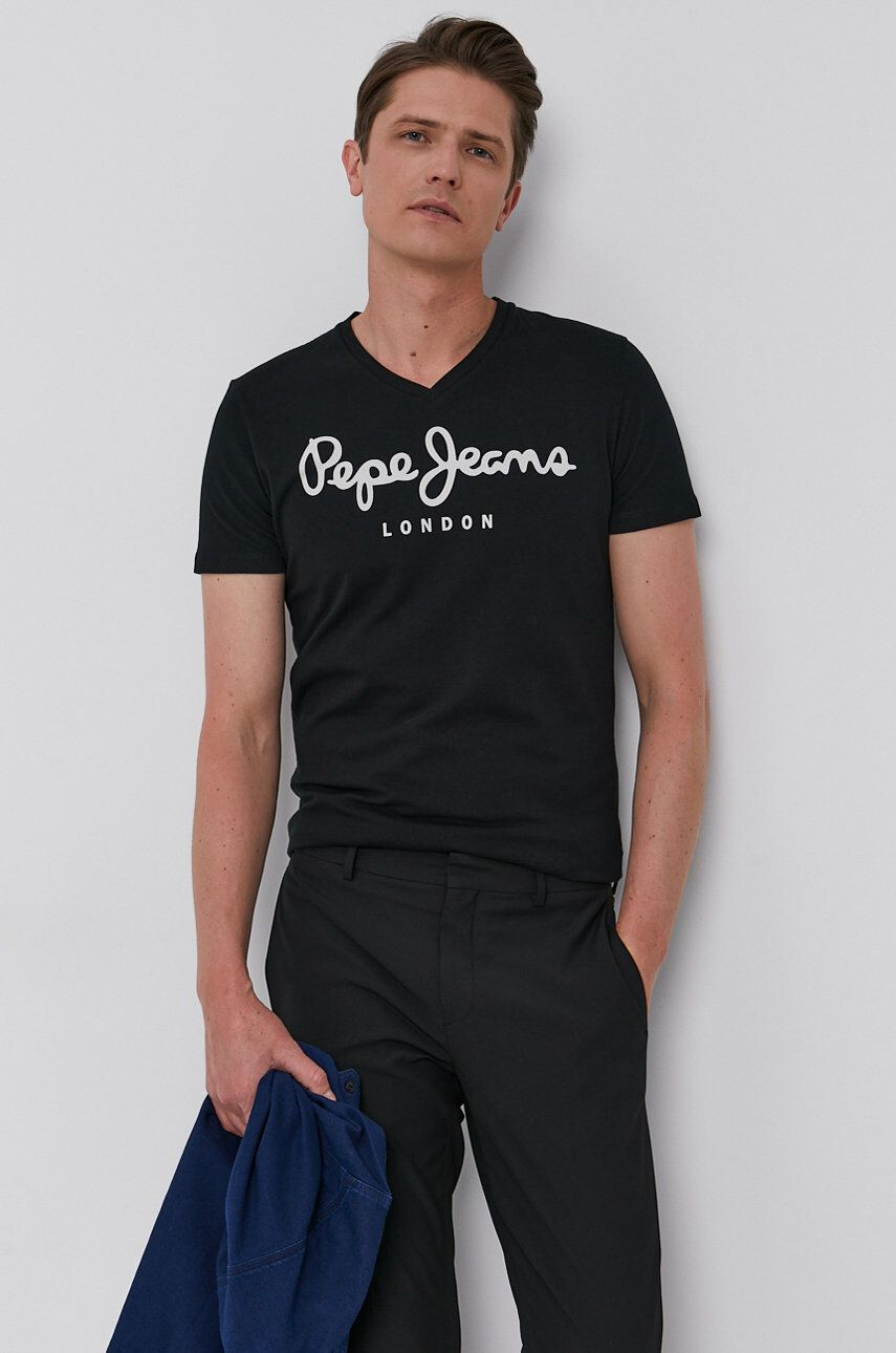 Pepe Jeans Тениска мъжка в черно с принт - Pepit.bg