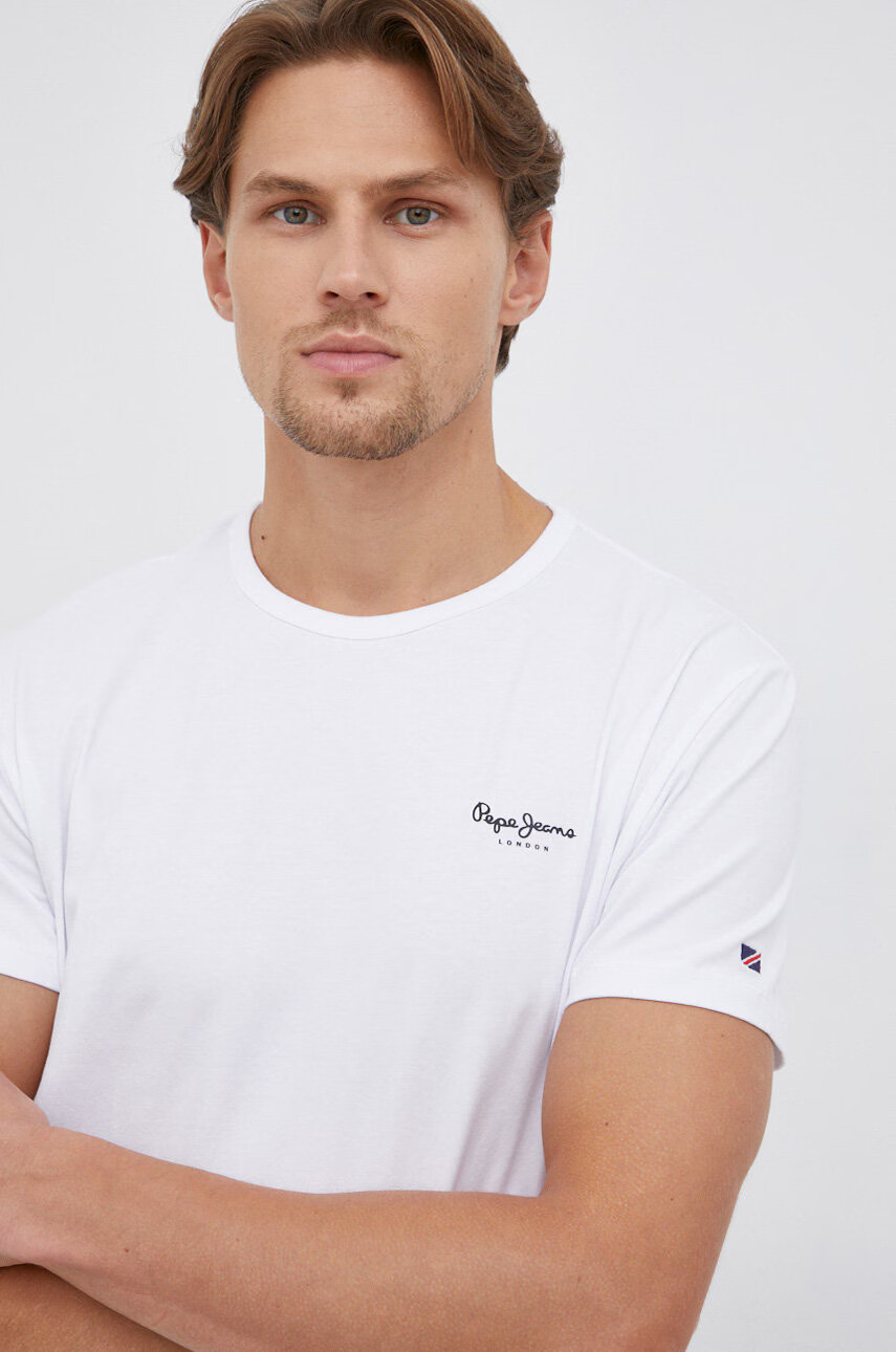 Pepe Jeans Тениска Original Basic в бяло с принт - Pepit.bg