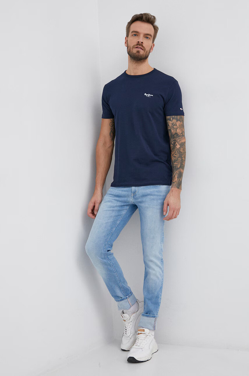 Pepe Jeans Тениска Original Basic 3 в тъмносиньо с изчистен дизайн - Pepit.bg