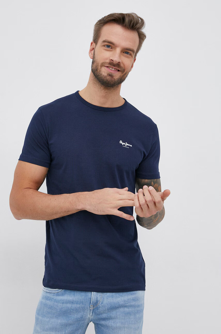 Pepe Jeans Тениска Original Basic 3 в тъмносиньо с изчистен дизайн - Pepit.bg