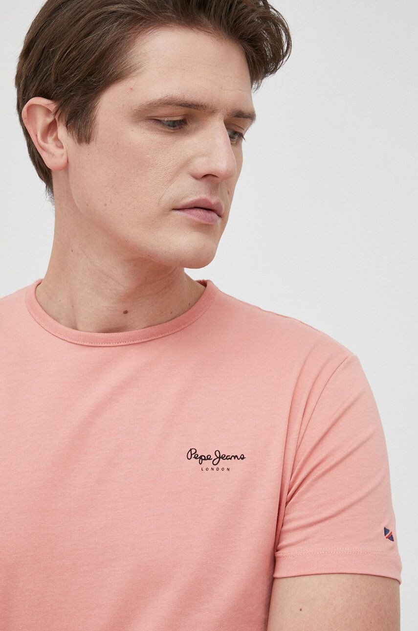 Pepe Jeans Тениска Original Basic 3 N мъжка в оранжево с изчистен дизайн - Pepit.bg