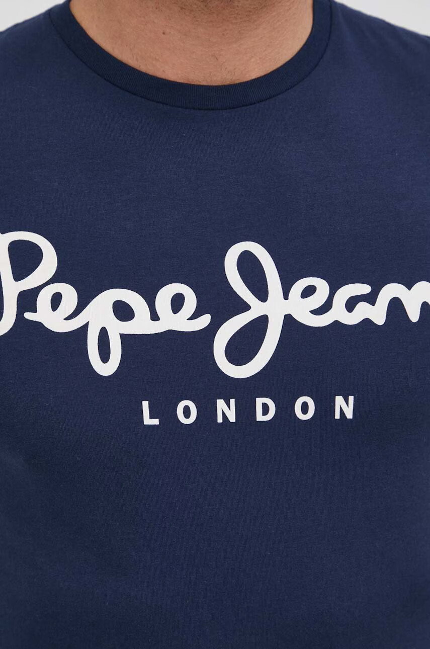 Pepe Jeans Тениска Original Stretch мъжка в тъмносиньо с принт - Pepit.bg