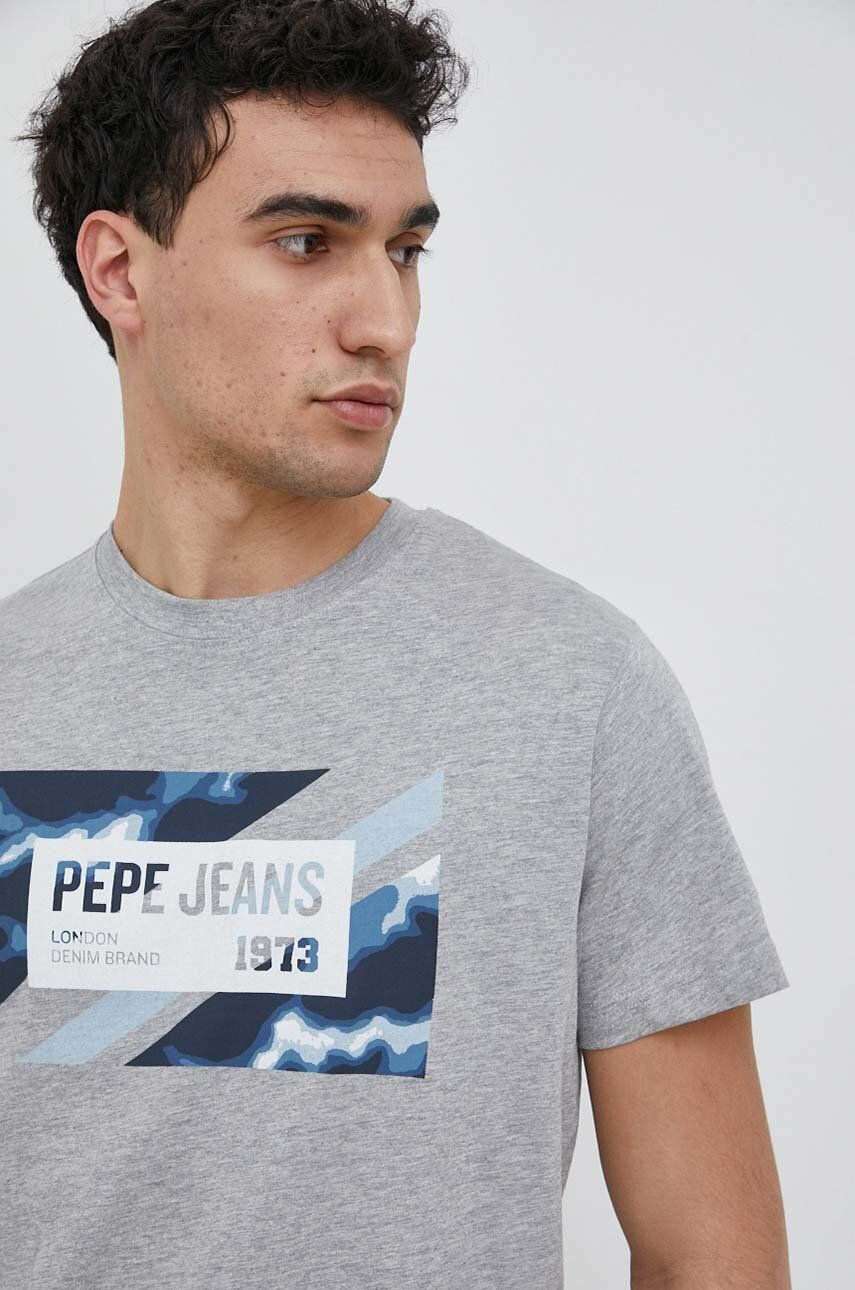 Pepe Jeans Тениска Rederick в сиво с принт - Pepit.bg