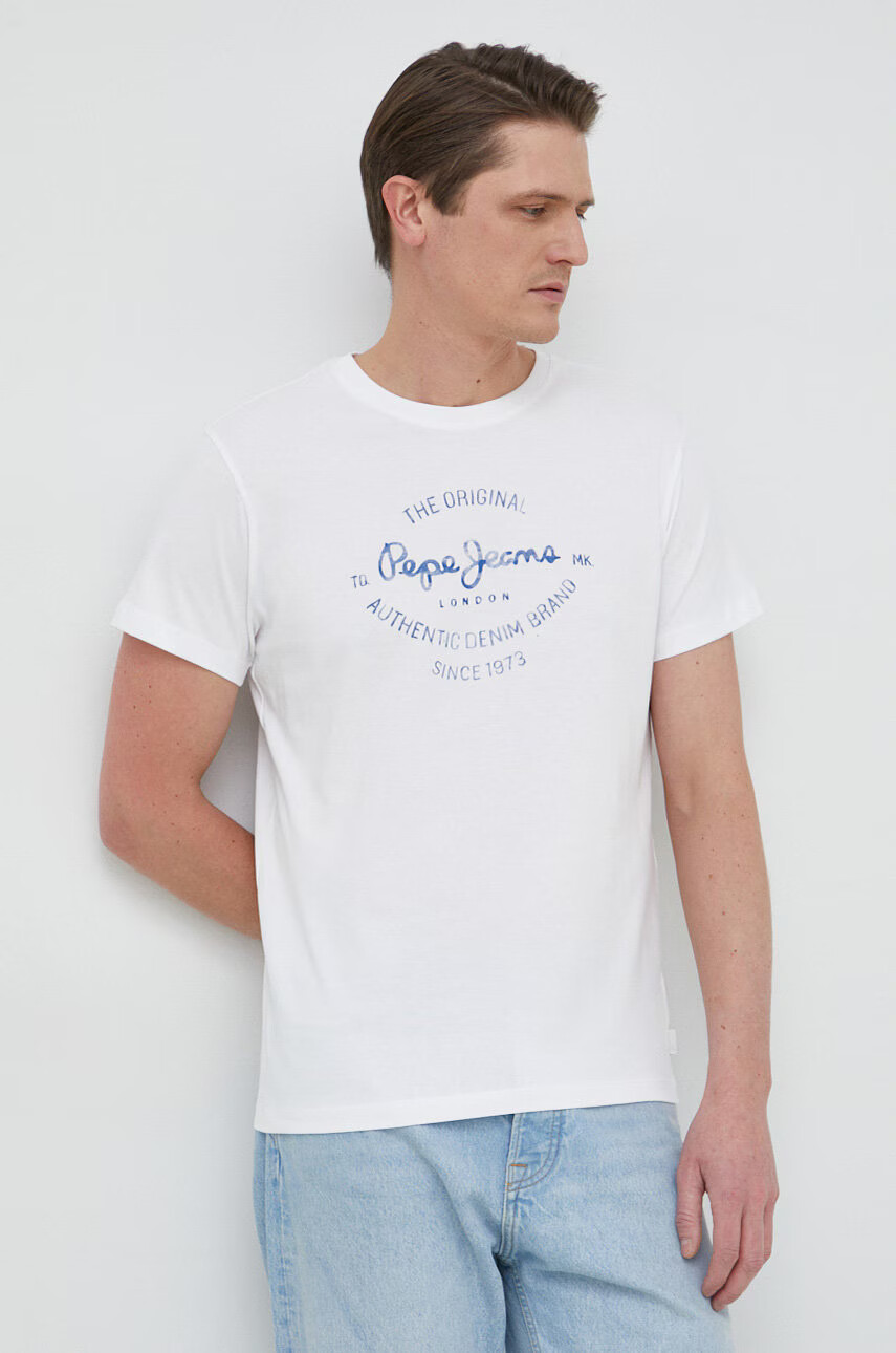 Pepe Jeans Тениска Rigley в бял меланж - Pepit.bg