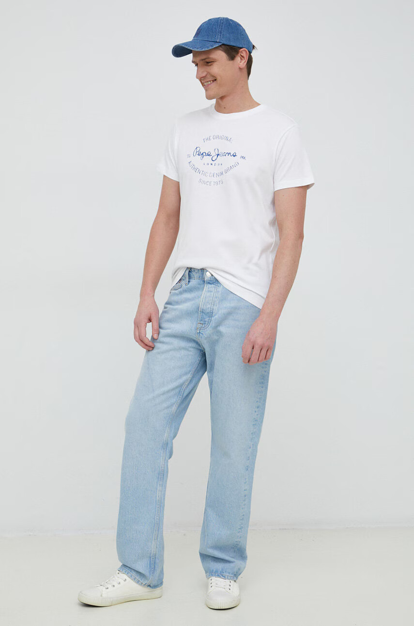 Pepe Jeans Тениска Rigley в бял меланж - Pepit.bg