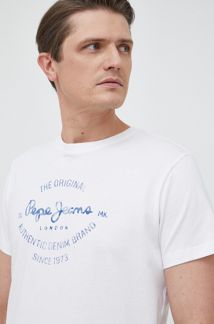 Pepe Jeans Тениска Rigley в бял меланж - Pepit.bg