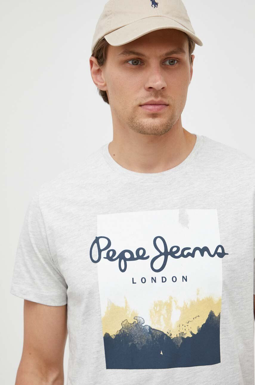 Pepe Jeans Тениска Roslyn в сиво с принт - Pepit.bg