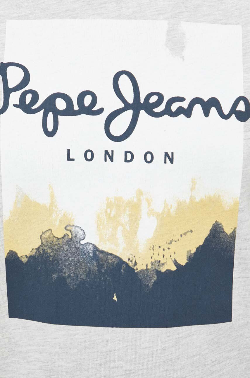 Pepe Jeans Тениска Roslyn в сиво с принт - Pepit.bg