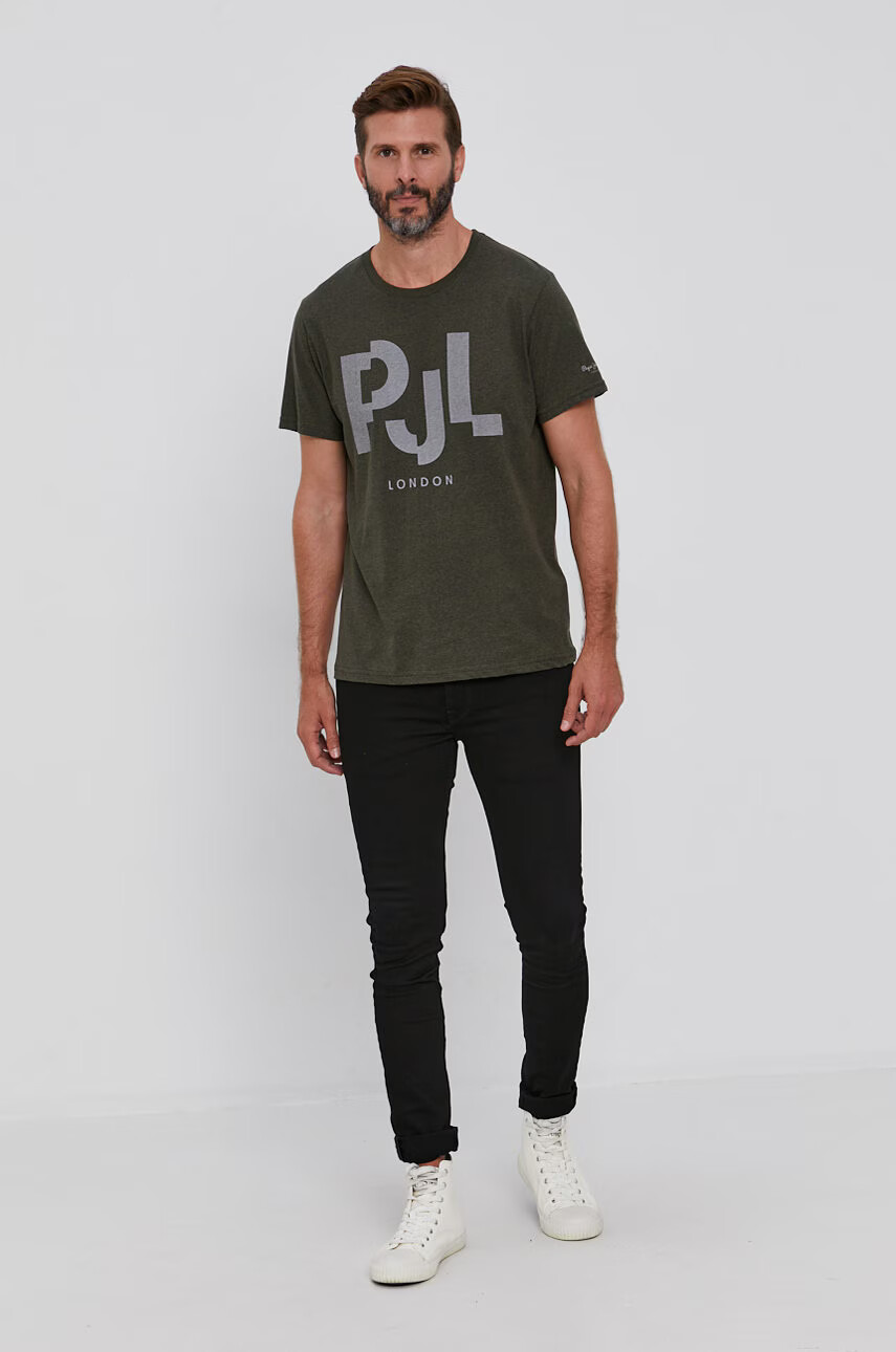 Pepe Jeans Тениска Rubens мъжка в зелено с принт - Pepit.bg