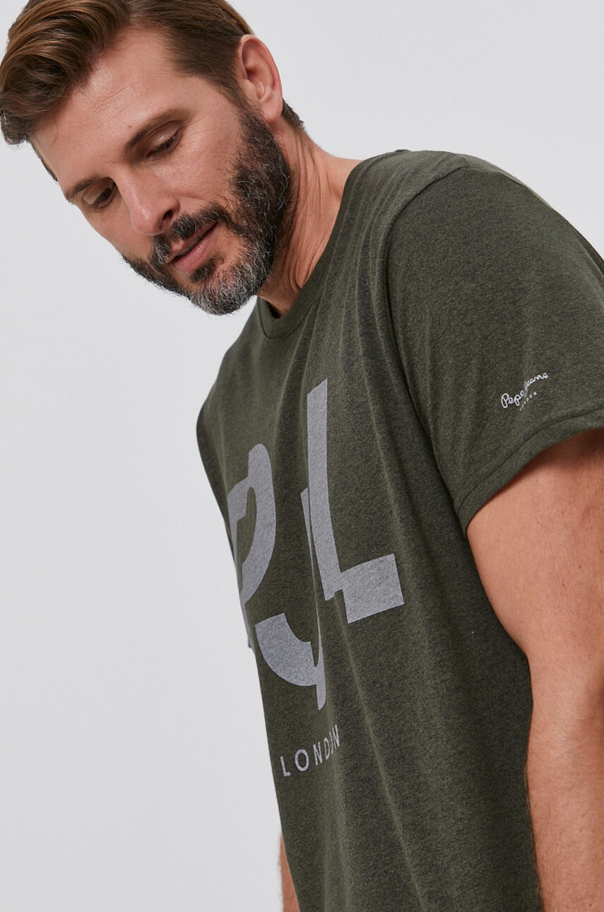 Pepe Jeans Тениска Rubens мъжка в зелено с принт - Pepit.bg