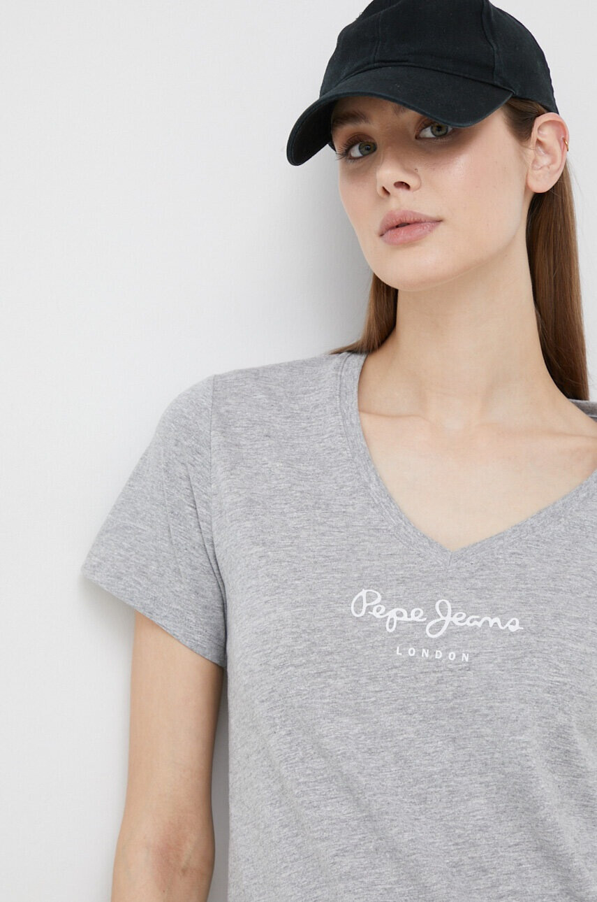 Pepe Jeans Тениска Wendy V Neck в сиво - Pepit.bg