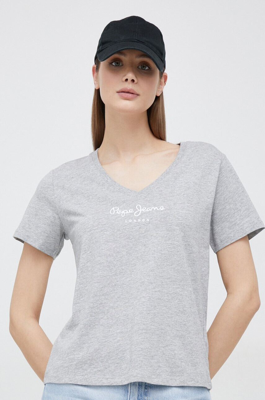 Pepe Jeans Тениска Wendy V Neck в сиво - Pepit.bg