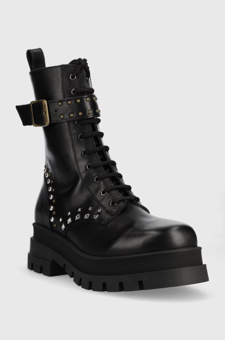 Pinko Кожени кубинки Melissa в черно с платформа - Pepit.bg
