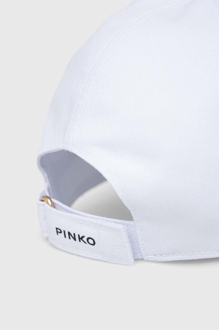 Pinko Памучна шапка с козирка в бяло с апликация - Pepit.bg