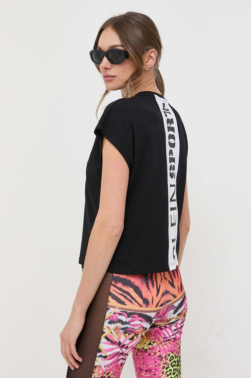 Plein Sport Памучна тениска в черно - Pepit.bg