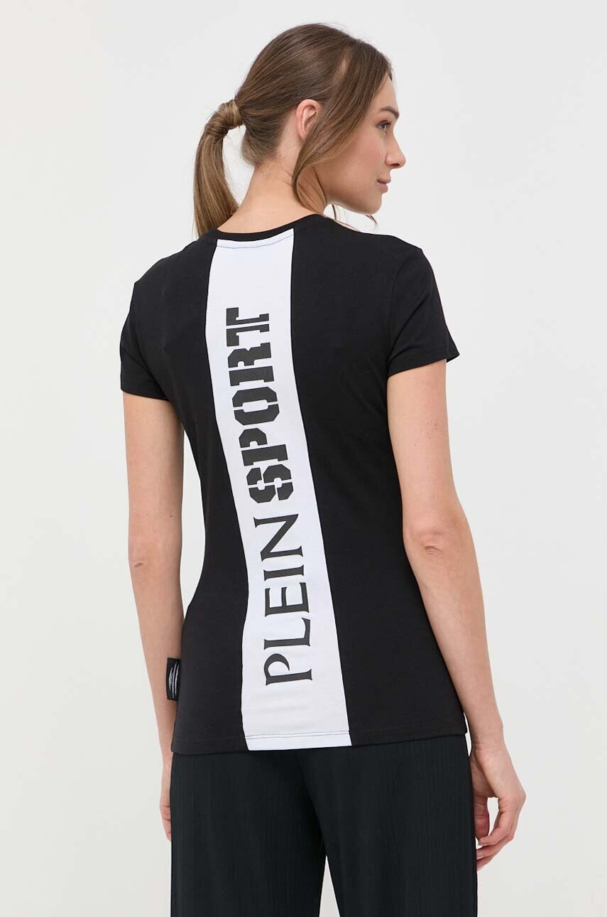Plein Sport Памучна тениска в черно - Pepit.bg
