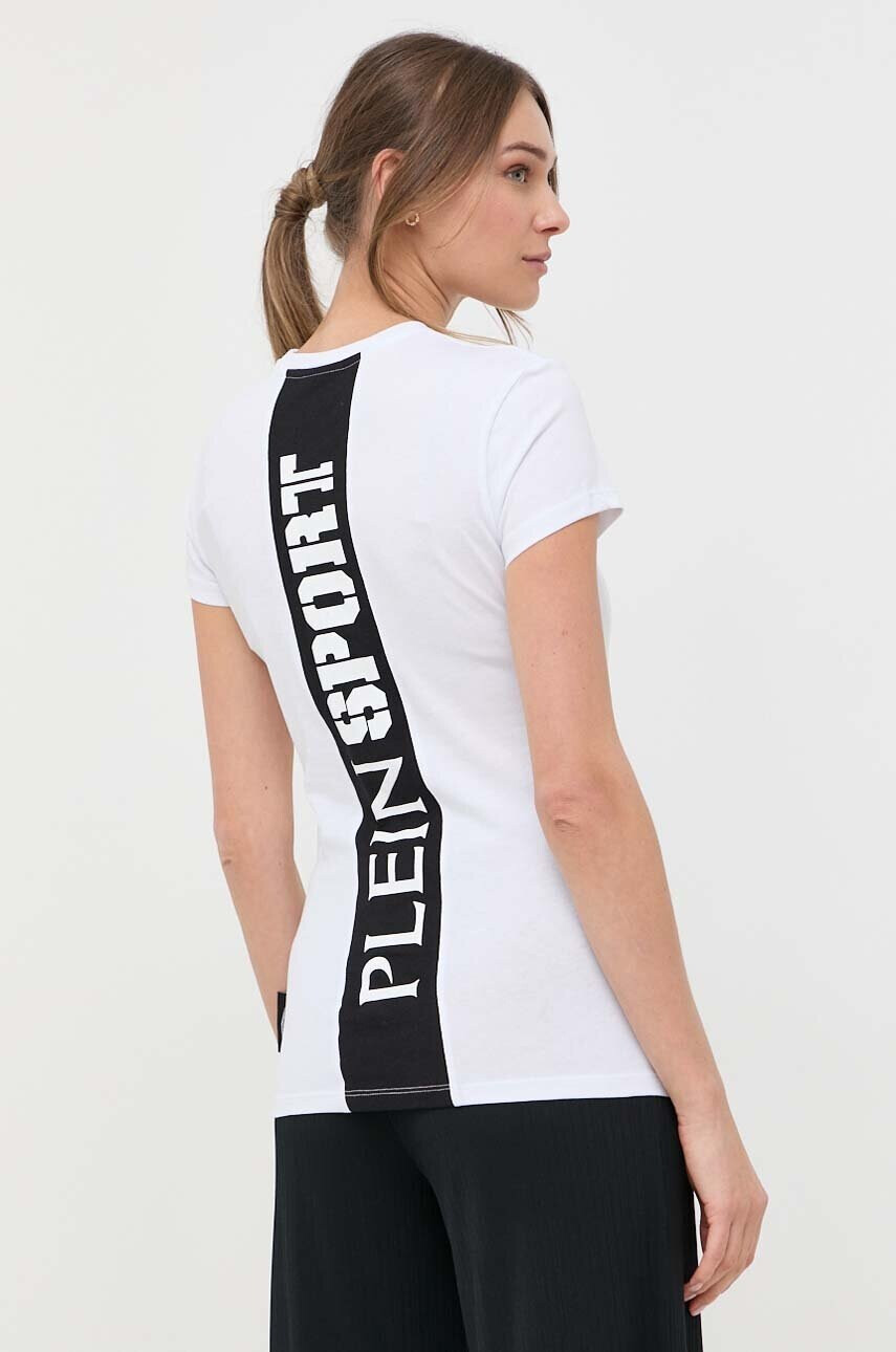 Plein Sport Памучна тениска в бяло - Pepit.bg
