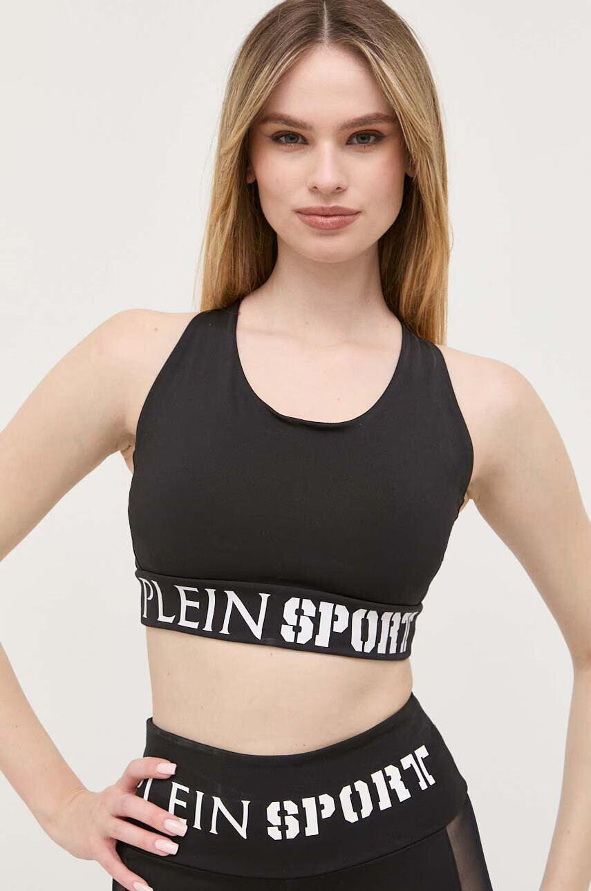 Plein Sport Сутиен в черно с изчистен дизайн - Pepit.bg