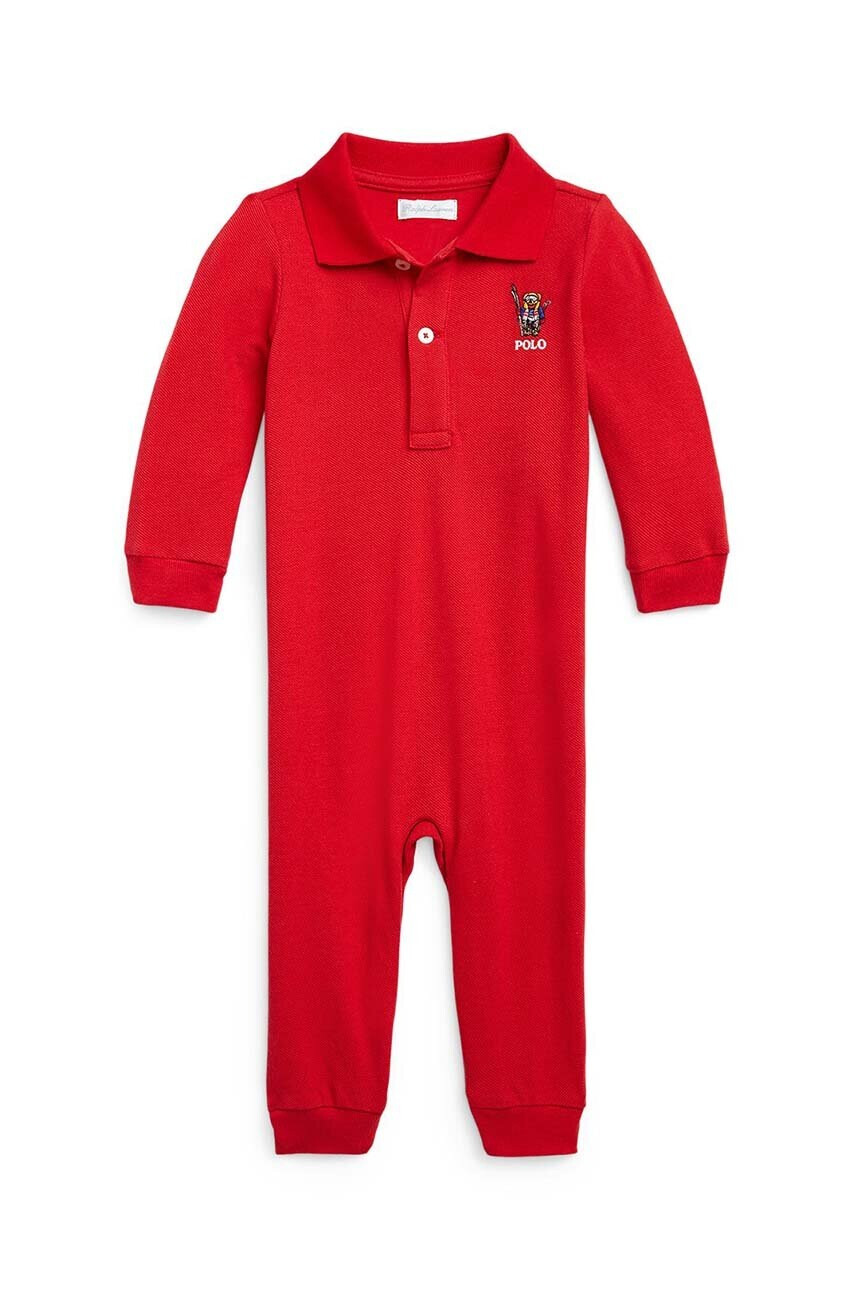 Polo Ralph Lauren Бебешки памучен къс гащеризон - Pepit.bg