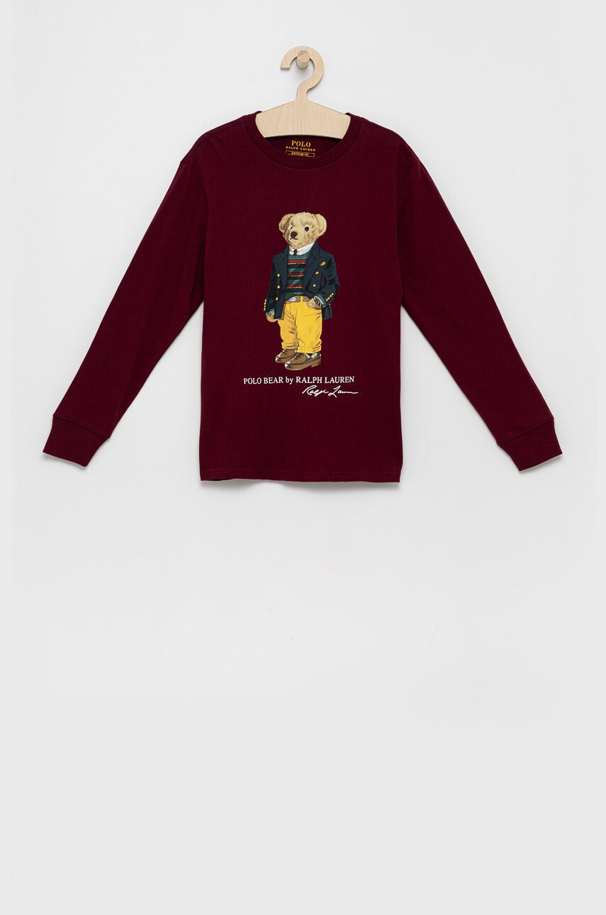 Polo Ralph Lauren Детска блуза с дълги ръкави в бордо с принт - Pepit.bg