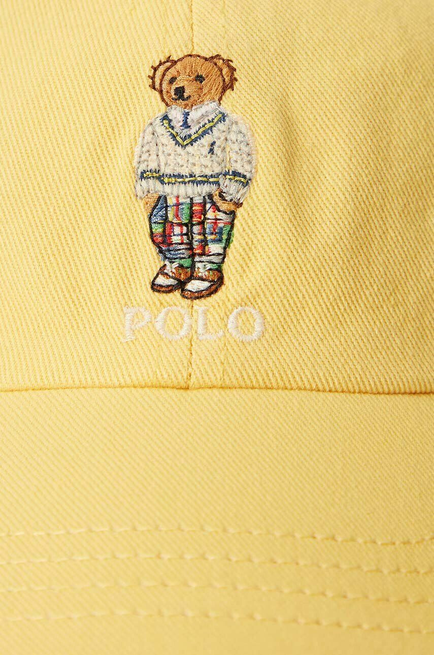 Polo Ralph Lauren Детска памучна шапка В жълто с апликация - Pepit.bg