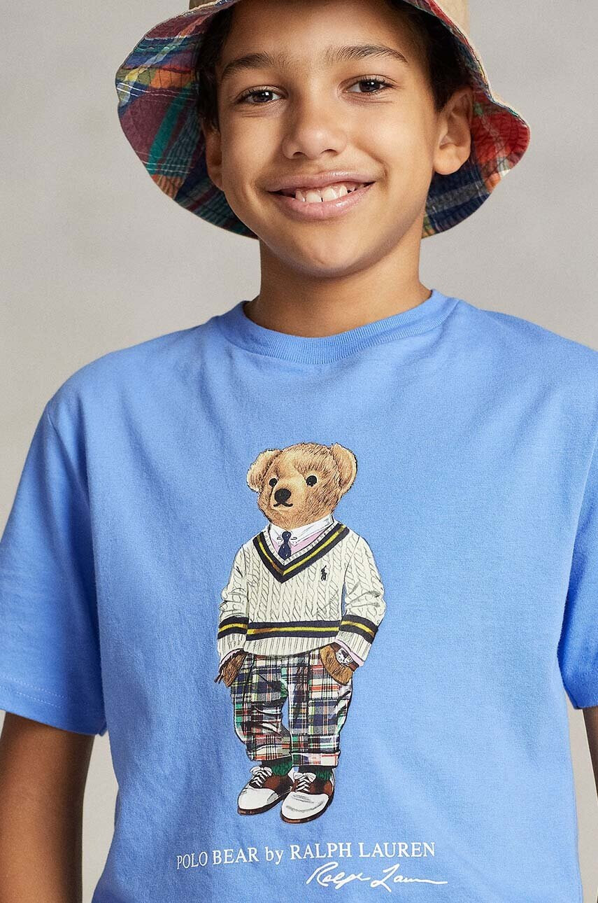 Polo Ralph Lauren Детска памучна тениска в синьо с принт - Pepit.bg