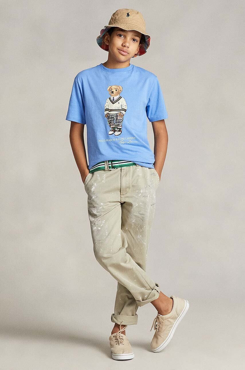 Polo Ralph Lauren Детска памучна тениска в синьо с принт - Pepit.bg