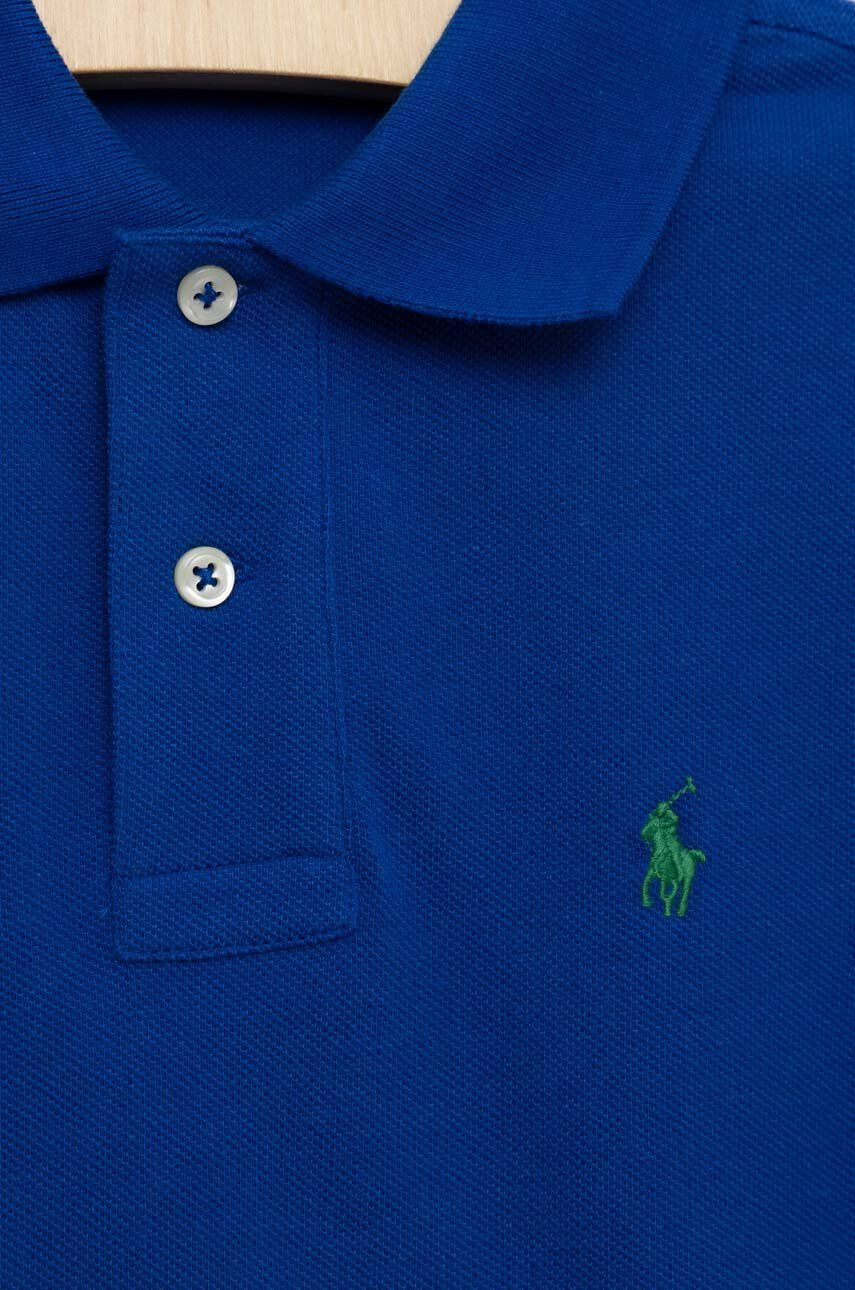 Polo Ralph Lauren Детска памучна тениска с яка в тъмносиньо с изчистен дизайн - Pepit.bg