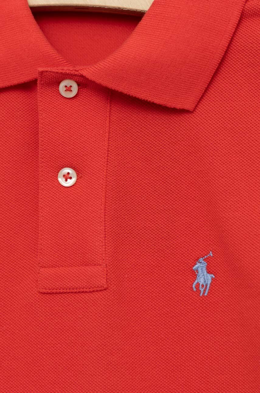 Polo Ralph Lauren Детска памучна тениска с яка в червено с изчистен дизайн - Pepit.bg